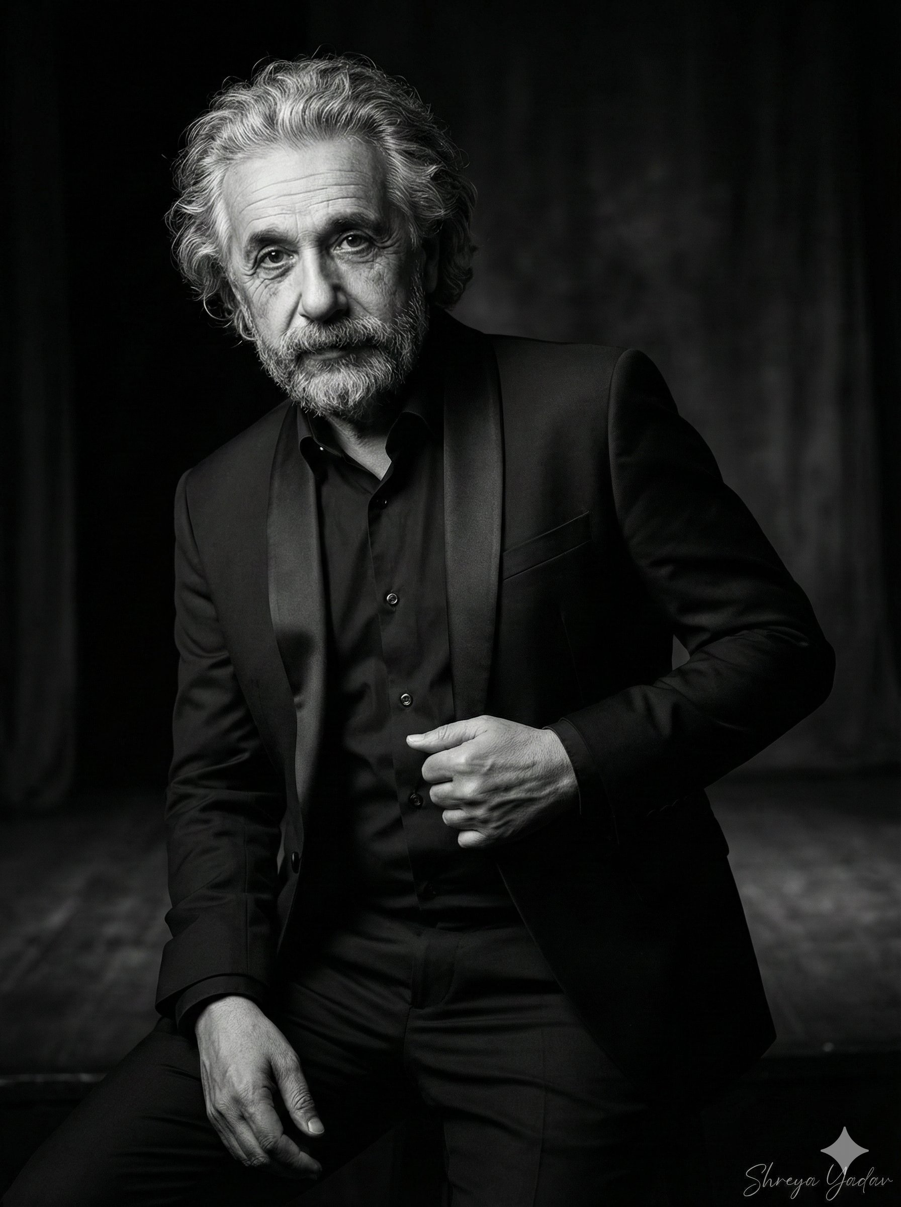 Official Black Suit Look for Stylish Man in Black and White - AI generated image