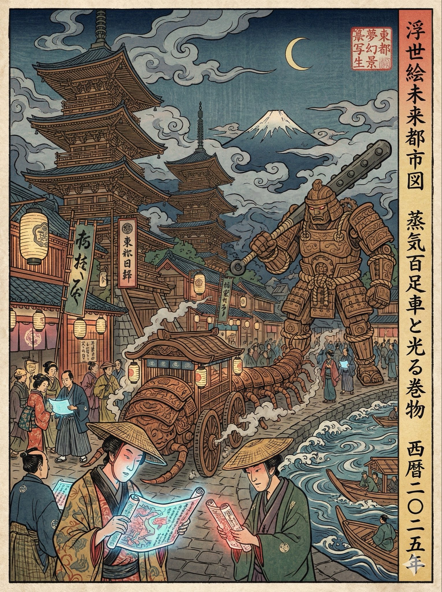 Edo-Style Modern Fusion: The Convergence of Ukiyo-e and Technology - AI generated image