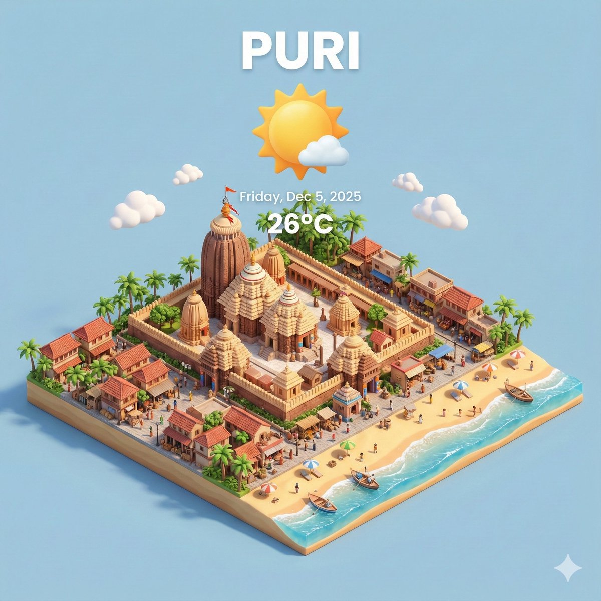 Miniature 3D City + Live Weather - AI generated image