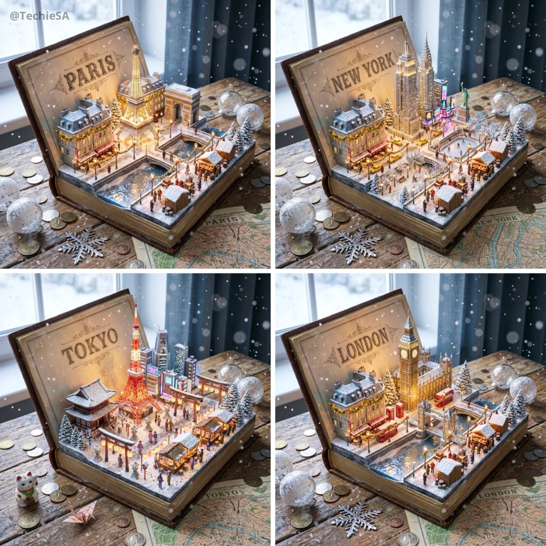 NANO BANANA PRO's 'Christmas City Books' by @BasedLabsAI - AI generated image