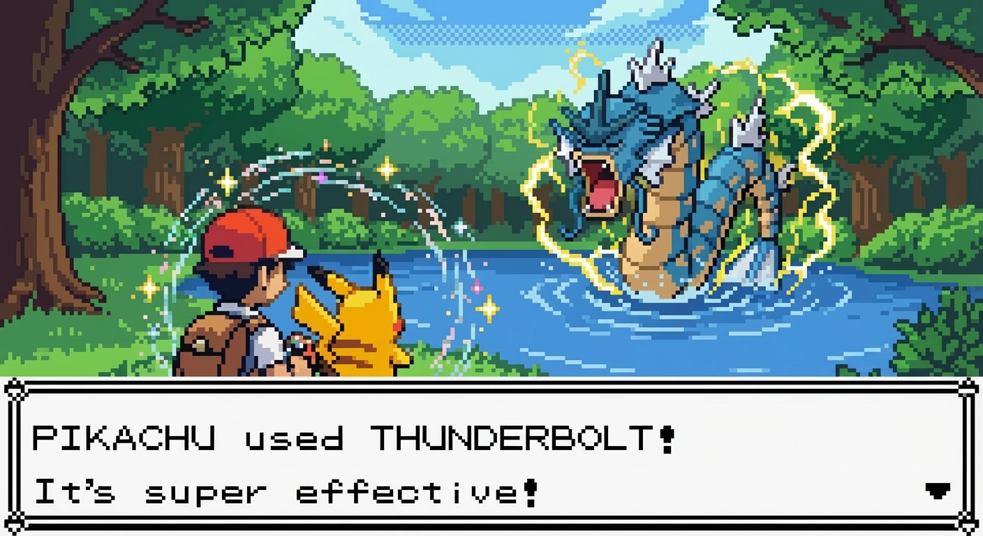 Nano Banana Pro Pixel Art: Phenomenal New Battle Scene with Pokémon - AI generated image