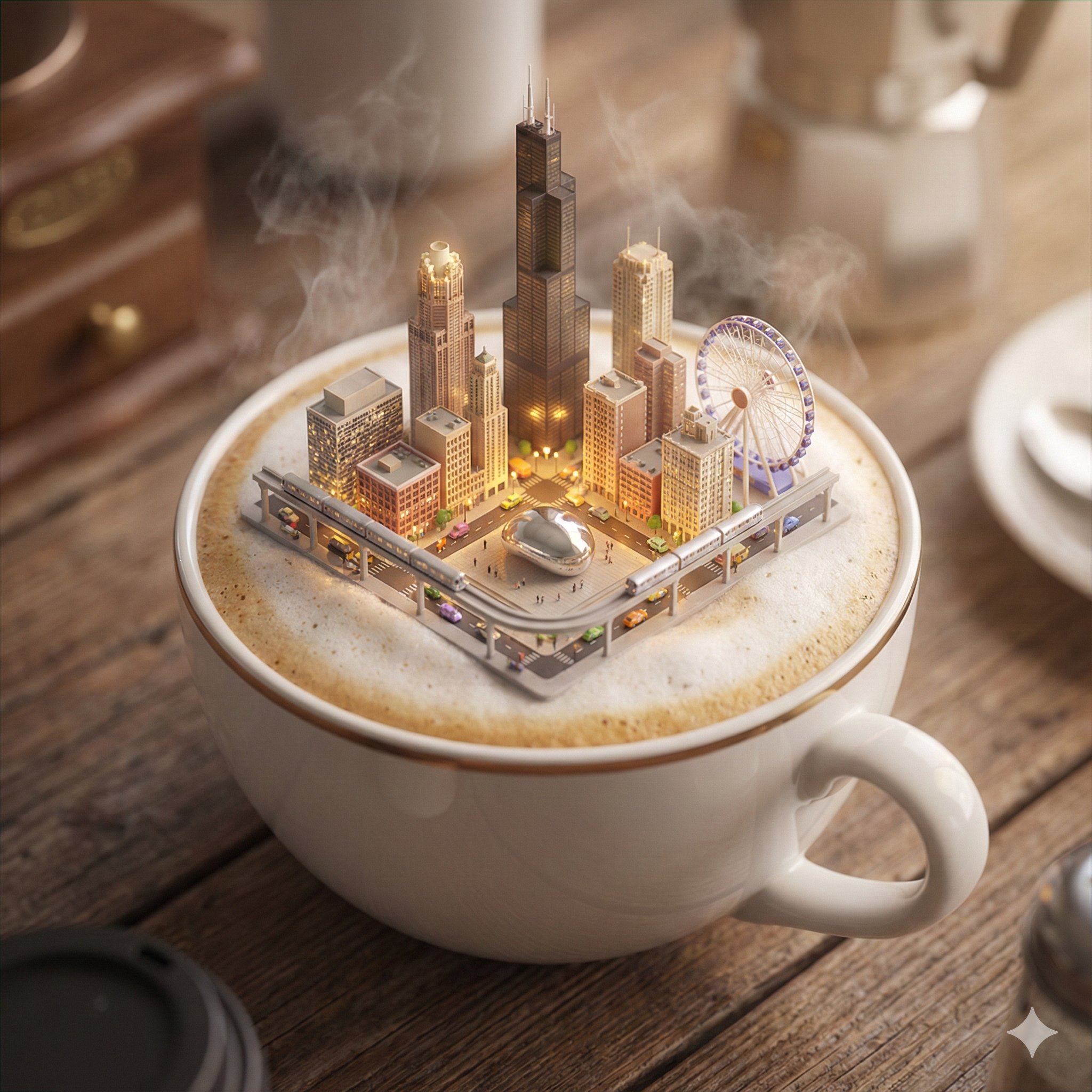 3D Miniature Cityscape of Chicago - AI generated image