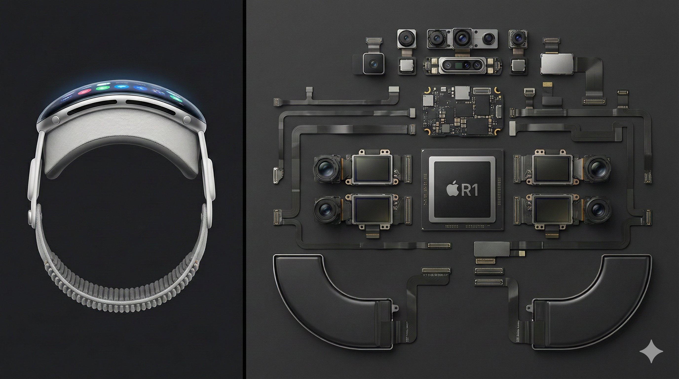 Deconstructed Comparison Photography of Apple Vision Pro - AI generated image
