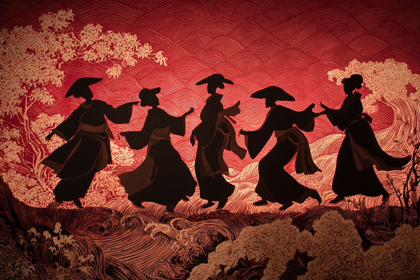 Japanese Ukiyo-e Shadow Theater - AI generated image