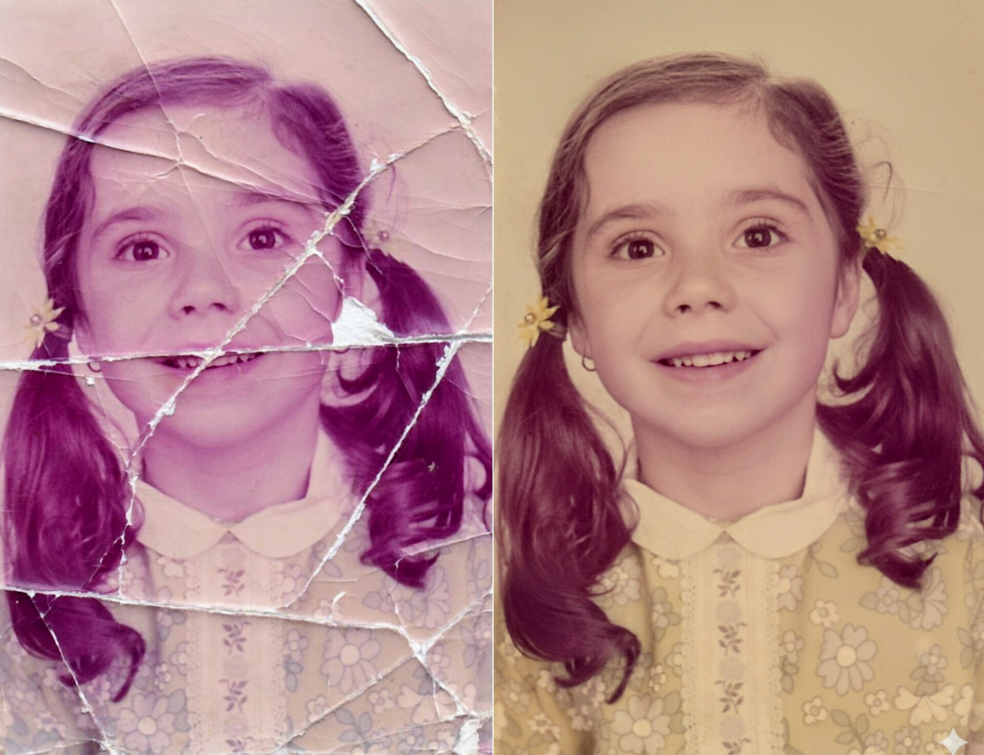 Old Photo Restoration: Young Girl - AI generated image