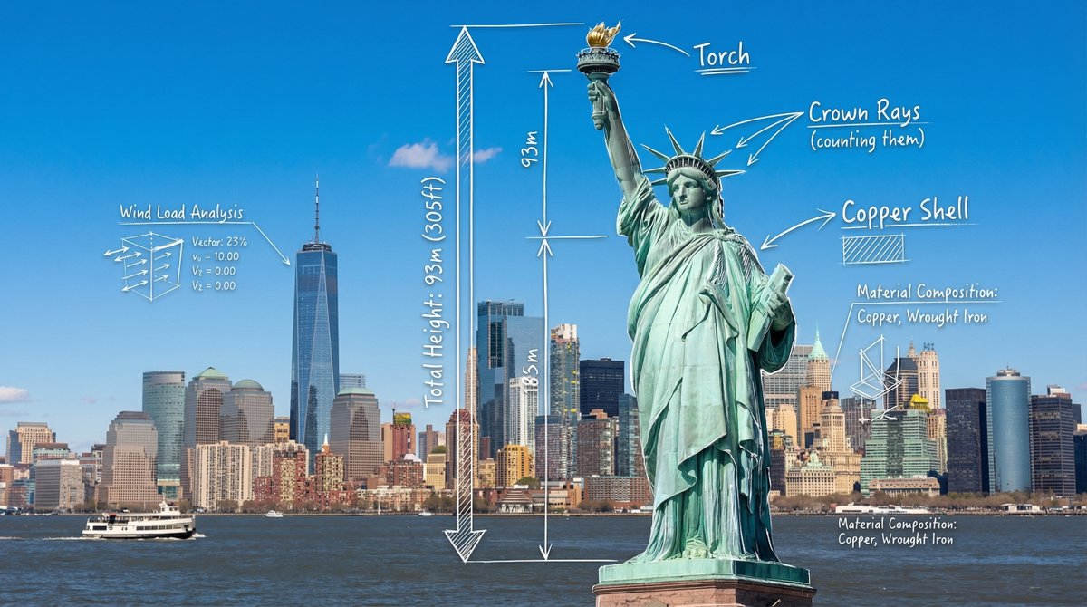 Statue of Liberty Architectural Blueprint - AI generated image