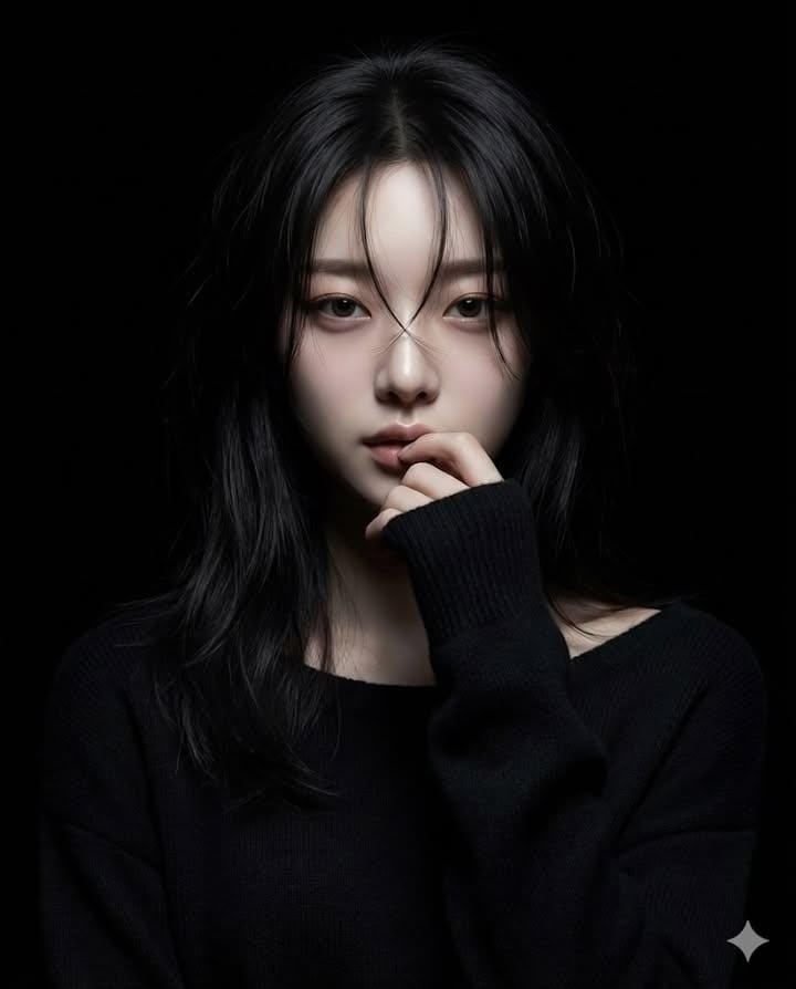 Hyperrealistic Anime Portrait of a Female Character in a Black Background - AI generated image