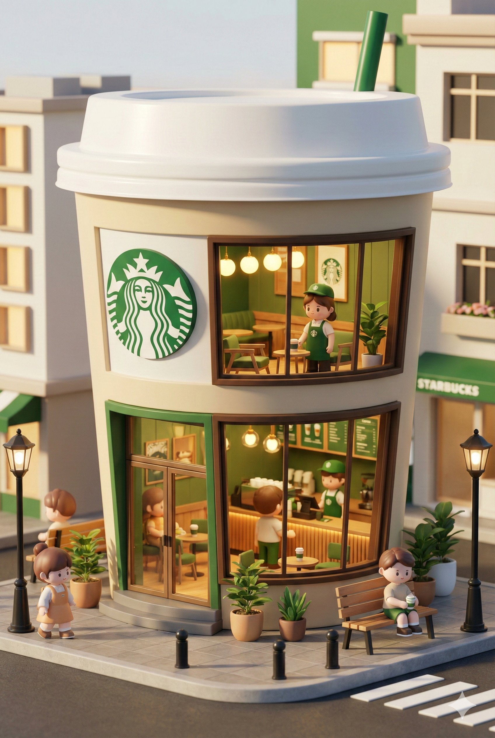 Starbucks Mini Concept Store: 3D Chibi Style - AI generated image
