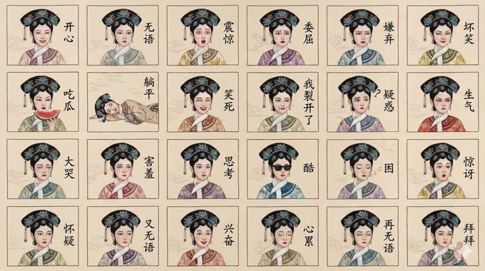 Simulated Suzhou Embroidery Emoji - AI generated image