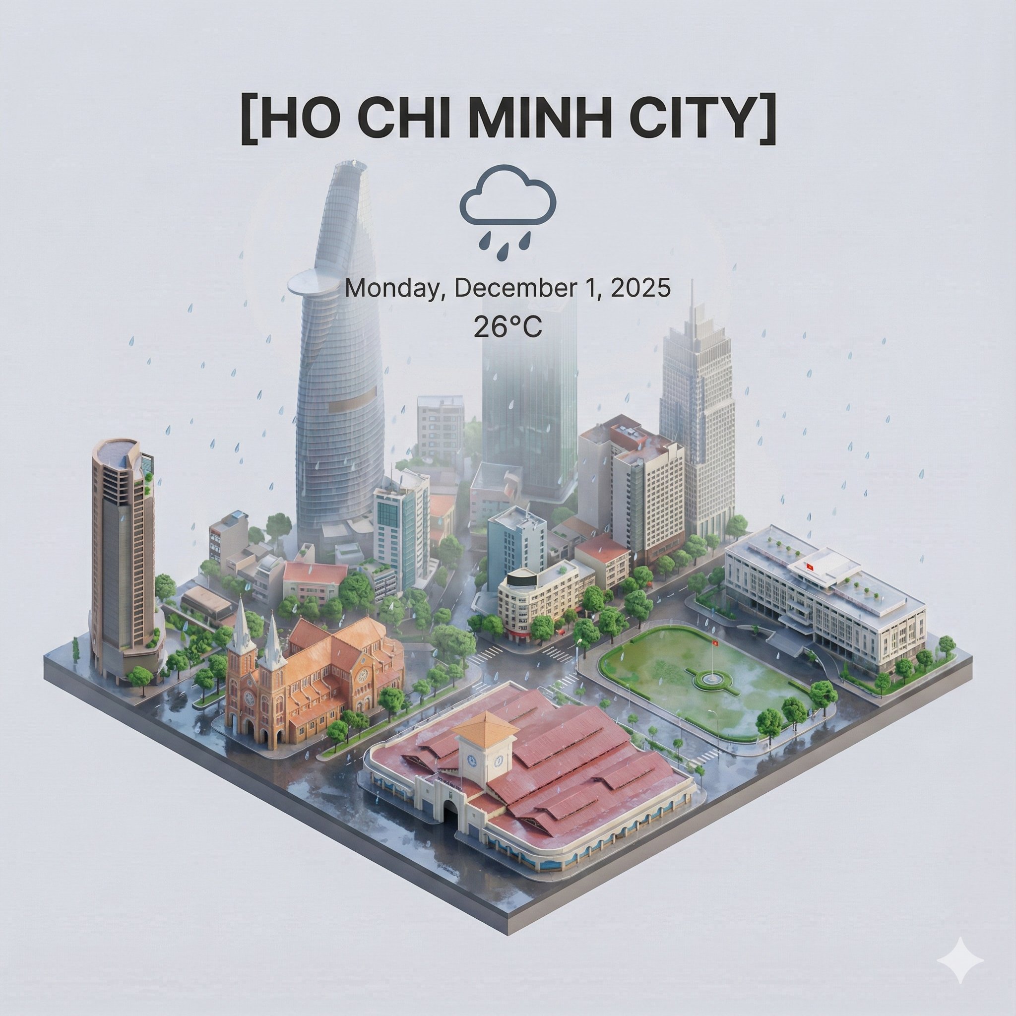 3D Cartoon Scene Prompt Template for Weather App Interface - AI generated image