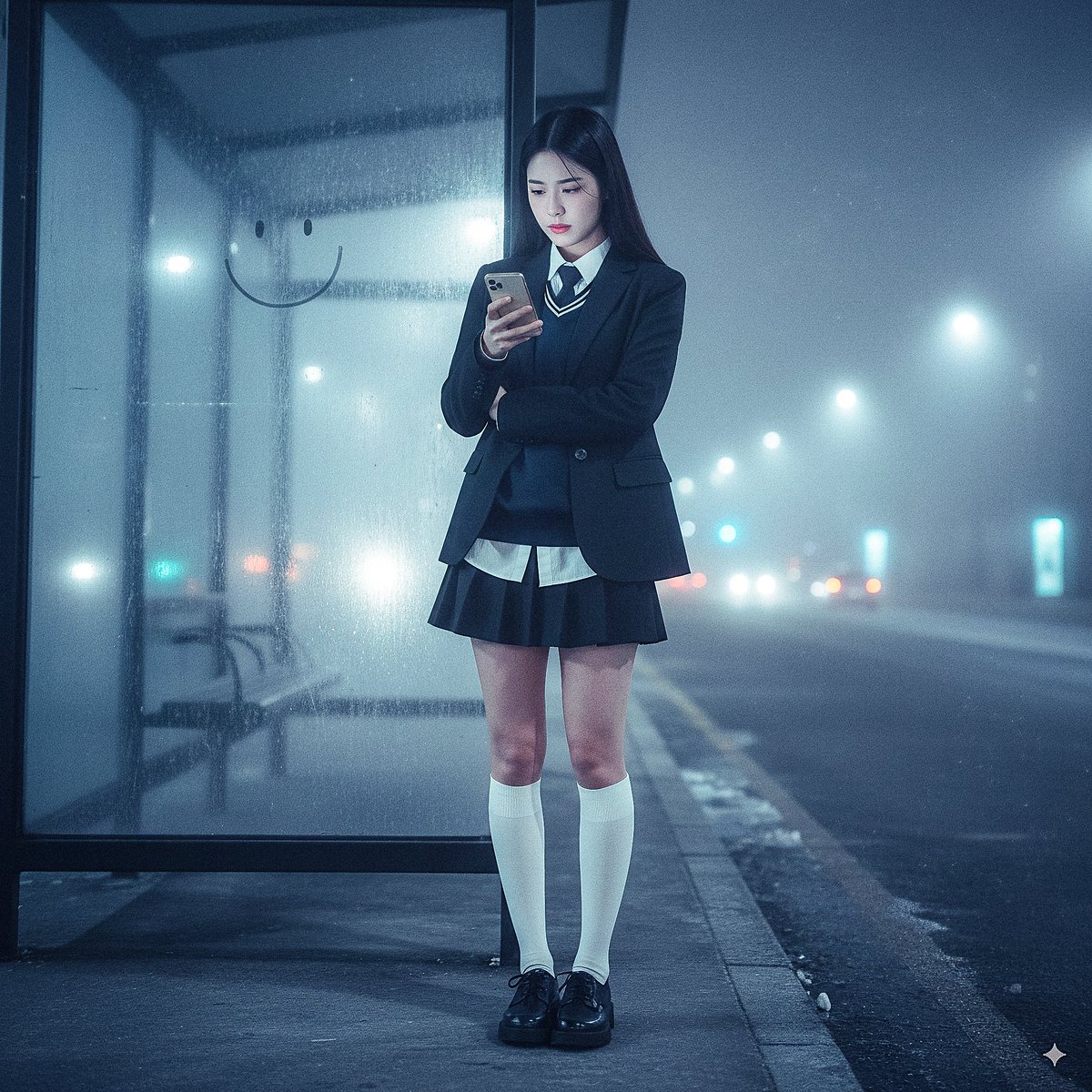 Full Body Night Scape Portrait - AI generated image