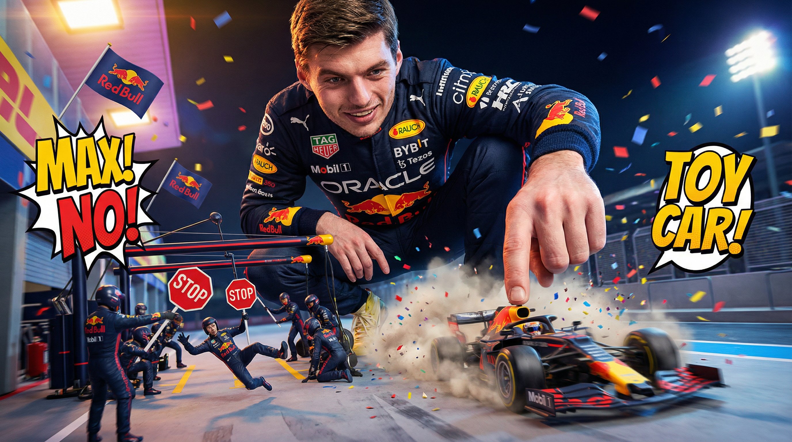 Animated Doodle of Max Verstappen in the Pit - AI generated image