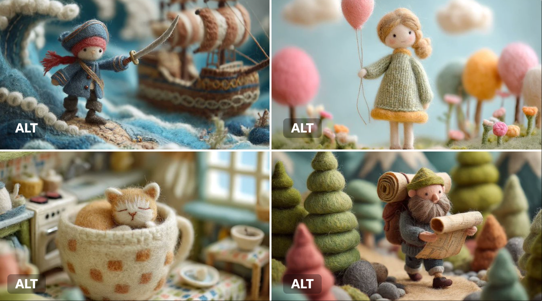 Miniature Felt Wool Figure - AI generated image
