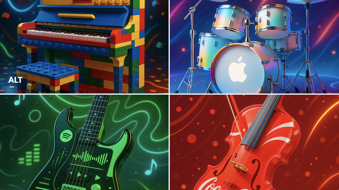 Branded Musical Instruments - AI generated image