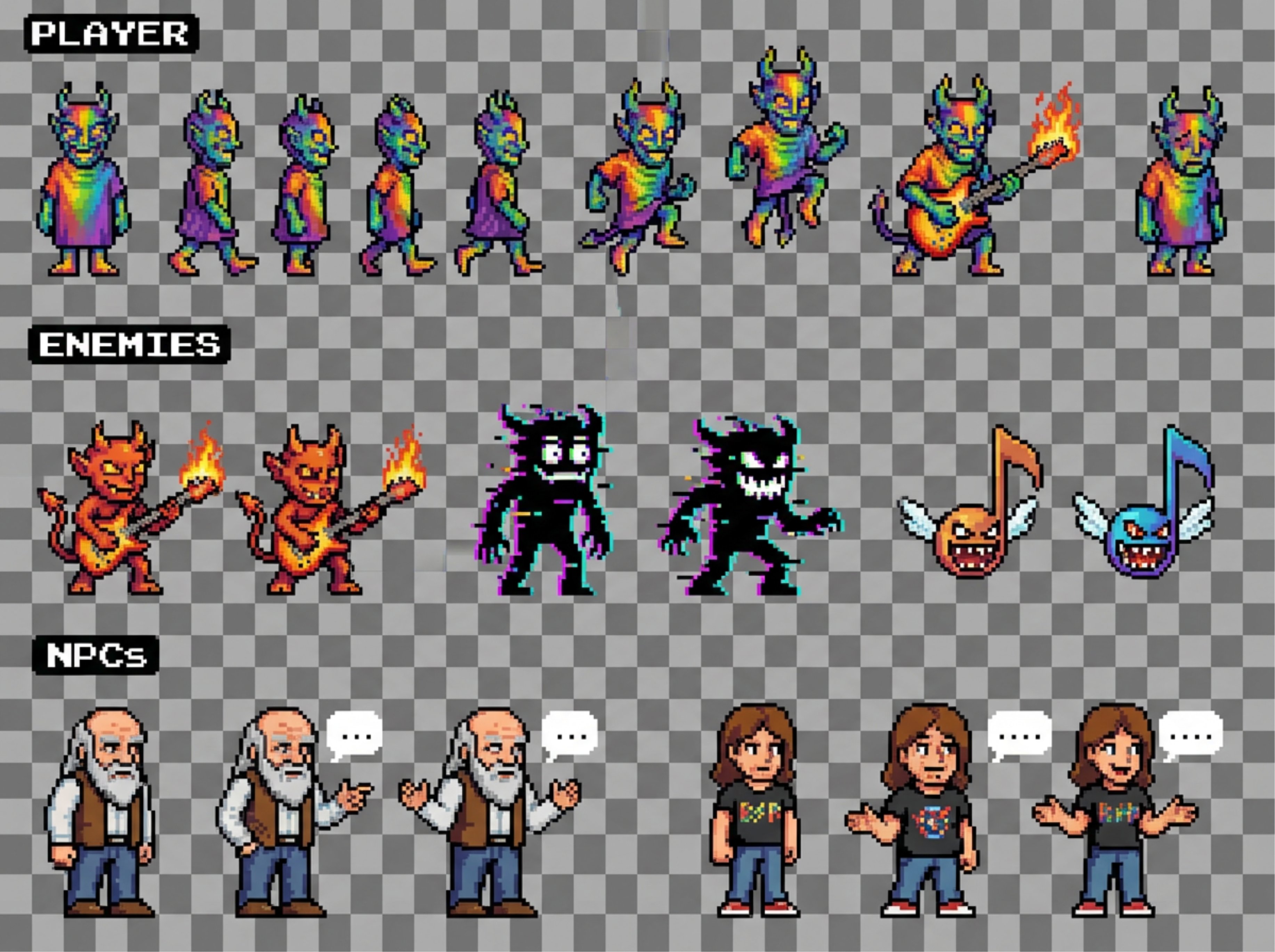 Create a Sprite Sheet for a 2D NES Platforming Game - AI generated image
