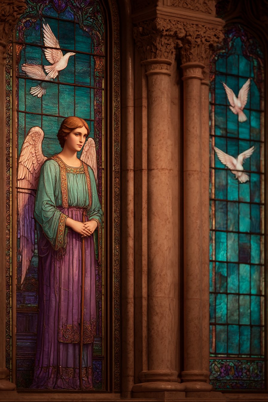 Medieval Church Stained Glass Art Style - AI generated image