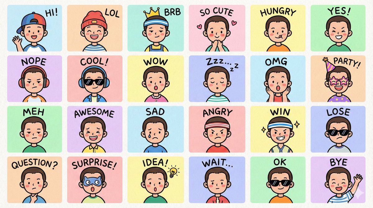 LINE Style Half-body Chibi Emoji - AI generated image