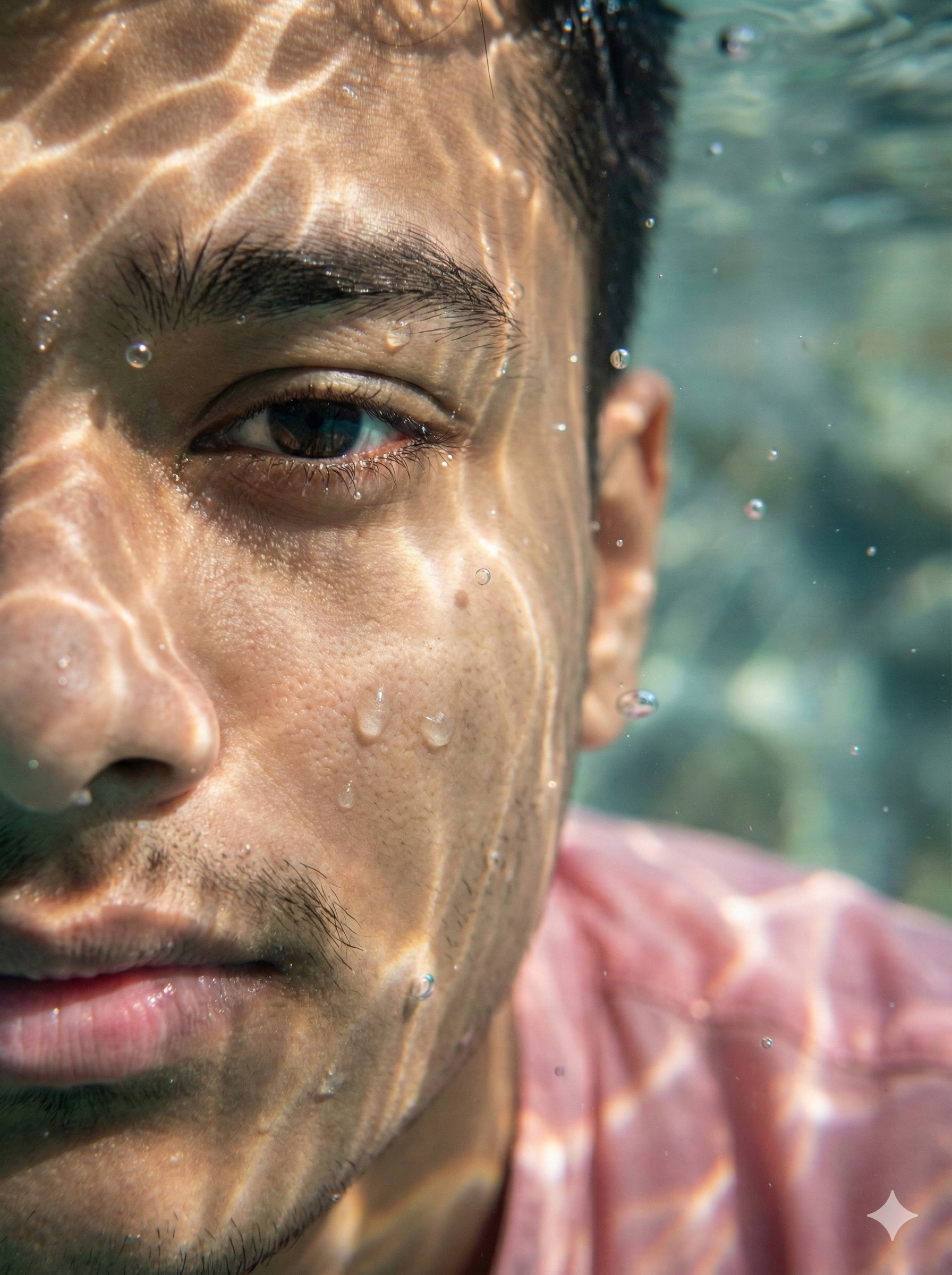 Underwater Half-Face Portrait - AI generated image