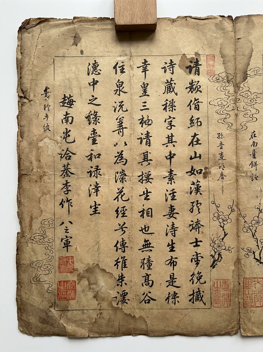 Ancient Manuscript Page of 'Tengwang Pavilion Precedence' - AI generated image