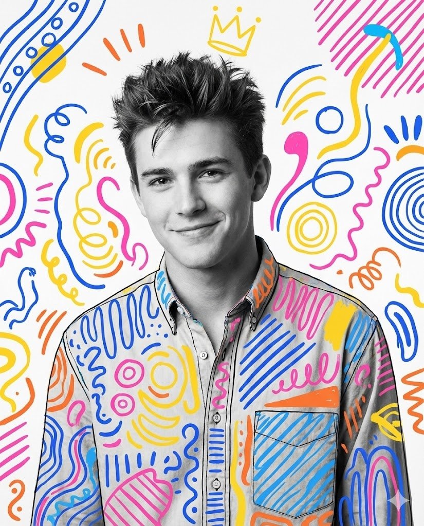 90s Style Mixed Media Portrait - AI generated image