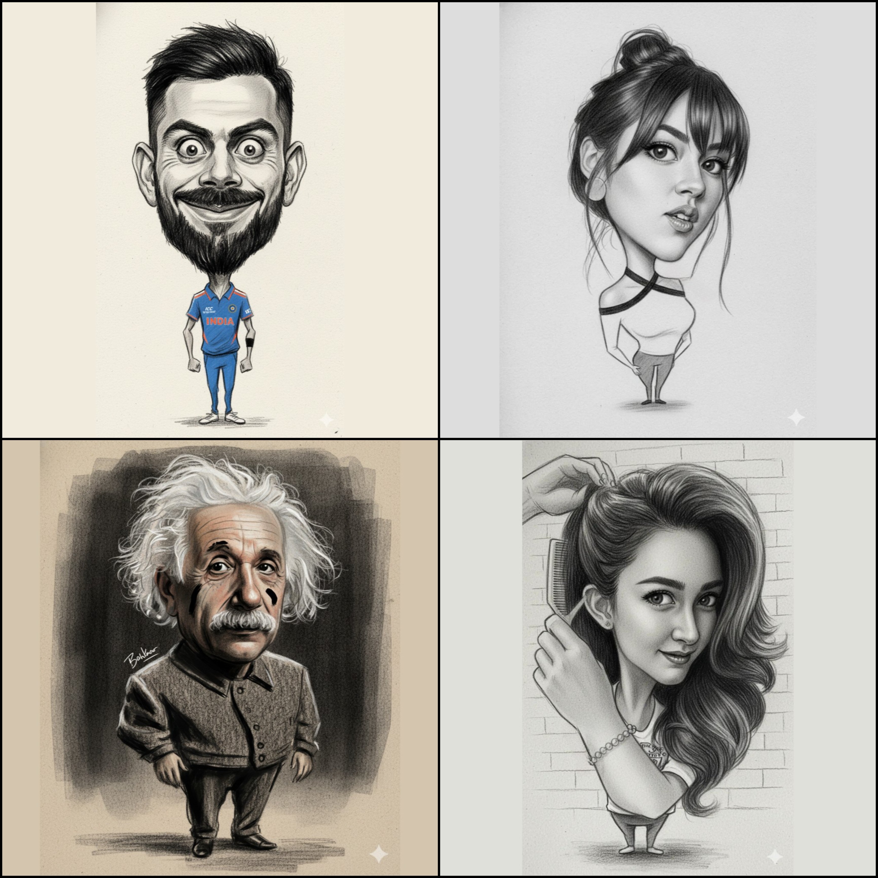 3D Caricature Sketch Portrait - AI generated image