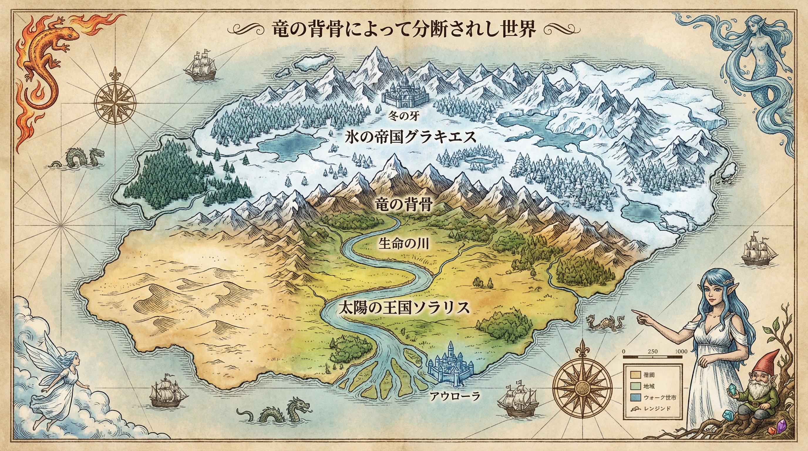 Imaginary World Map 'Royal Cartographer' Prompt - AI generated image