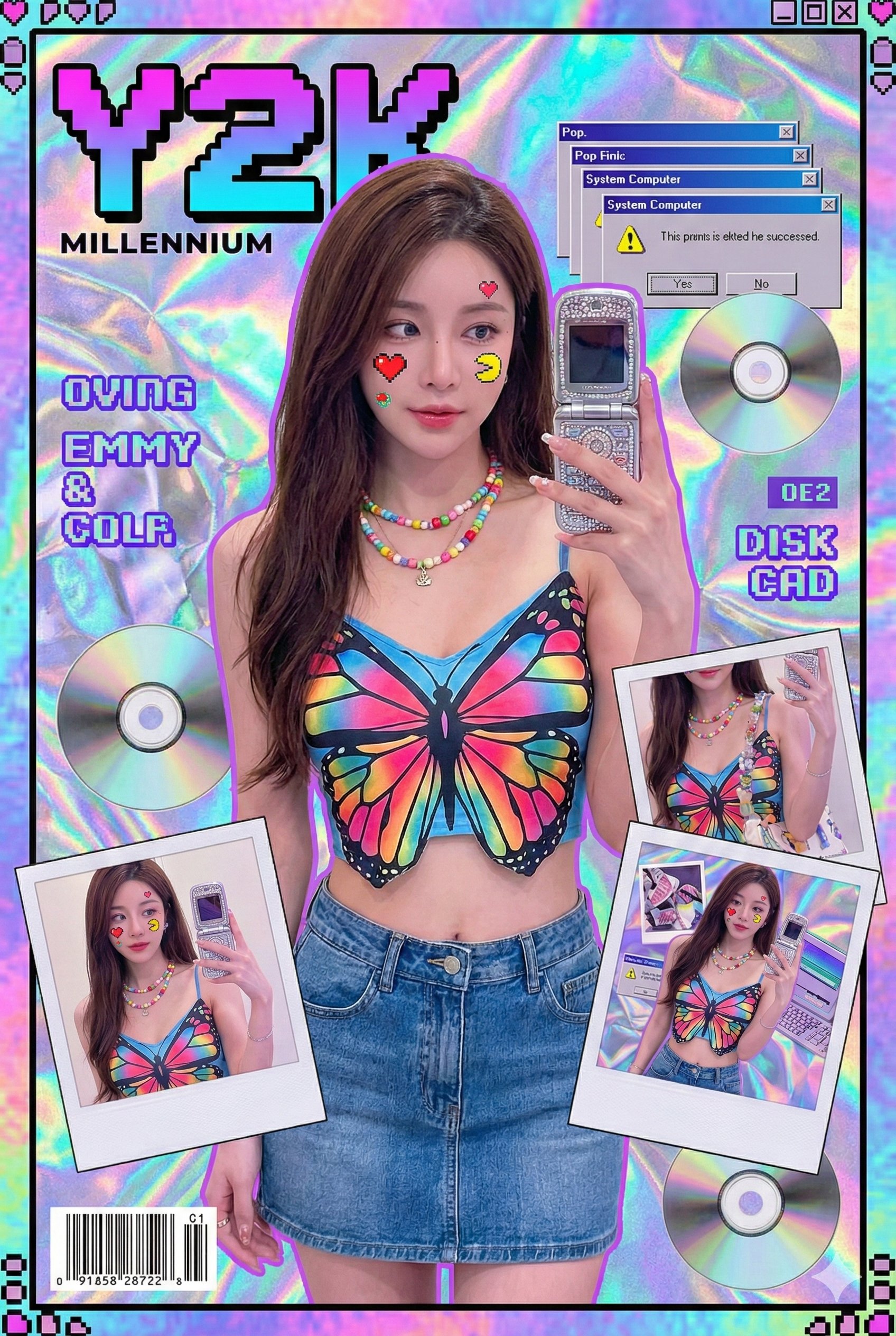 Y2K Millennium Fashion Pin-Up Pixel Art - AI generated image