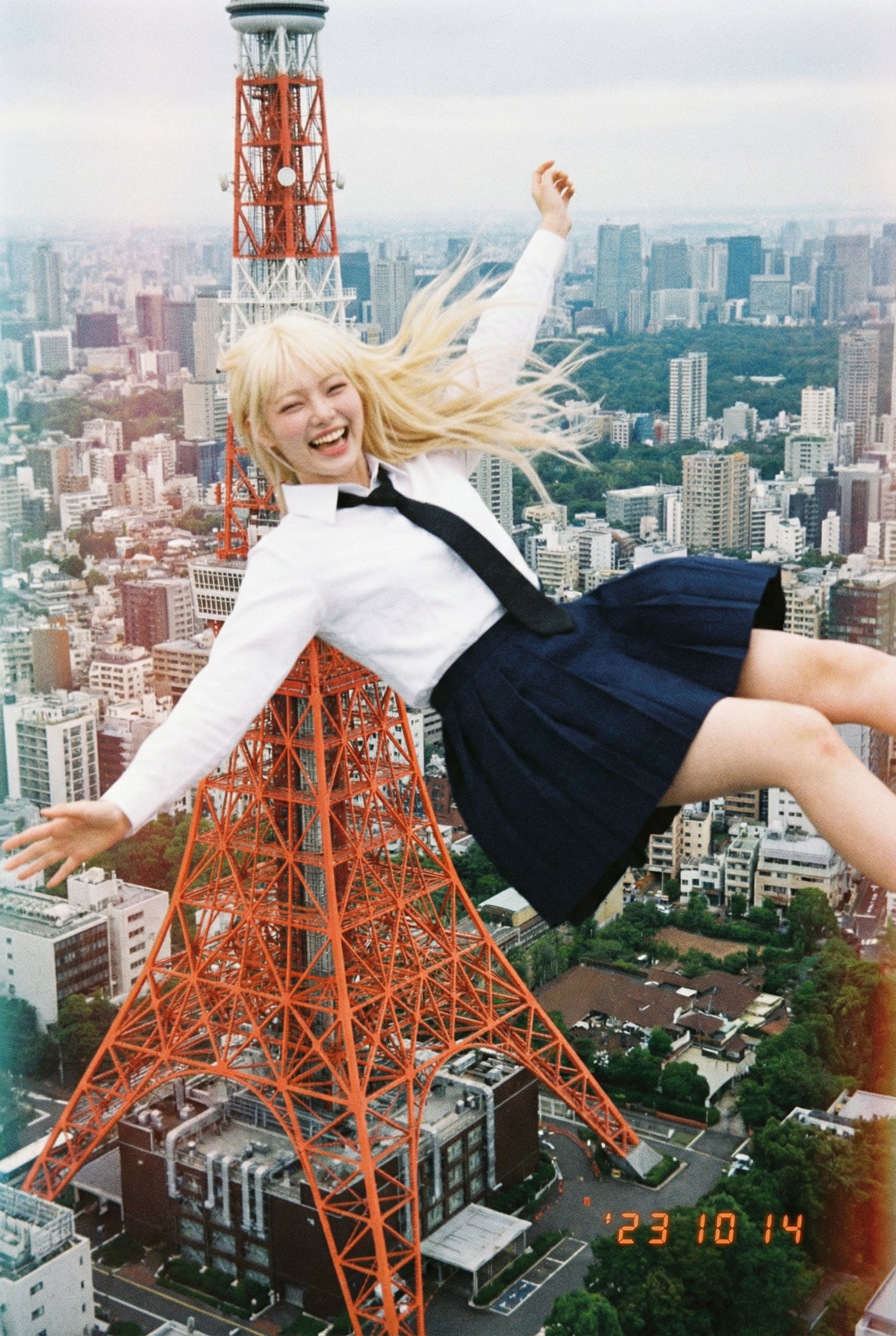 Good Morning from Above Tokyo Tower✨ - AI generated image