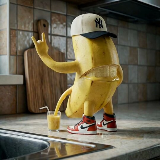 Humorous Anthropomorphic Orange Character in a Kitchen - AI generated image