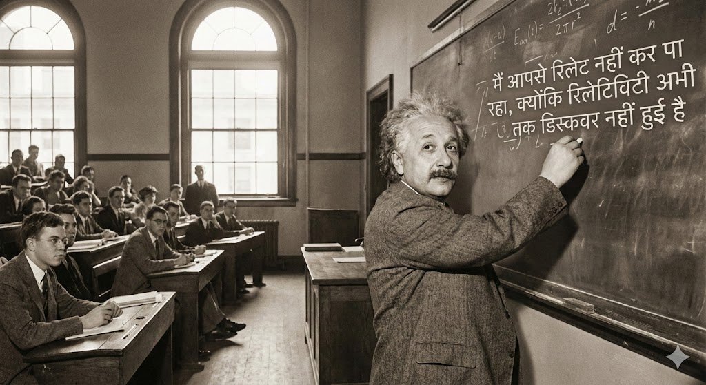 Early 20th Century Einstein Teaching Scene at MIT - AI generated image