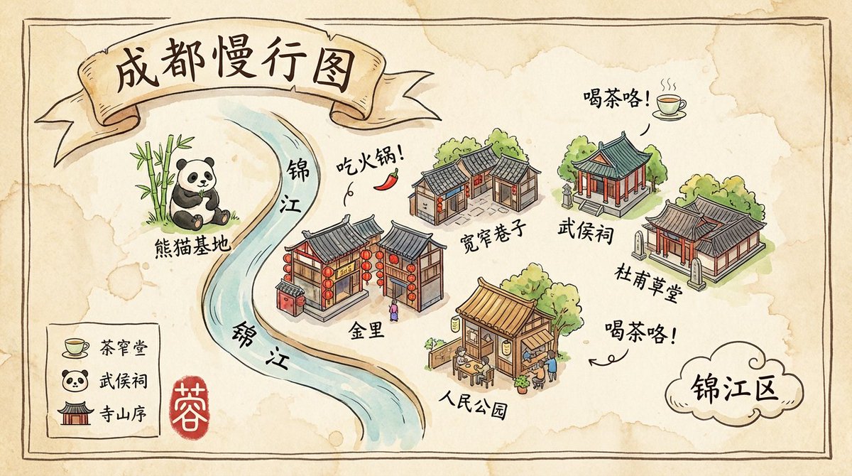 Chengdu Tourism Map - AI generated image