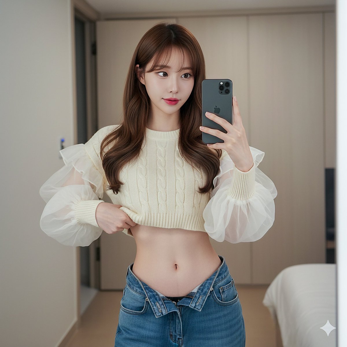 Bedroom Mirror Selfie - AI generated image