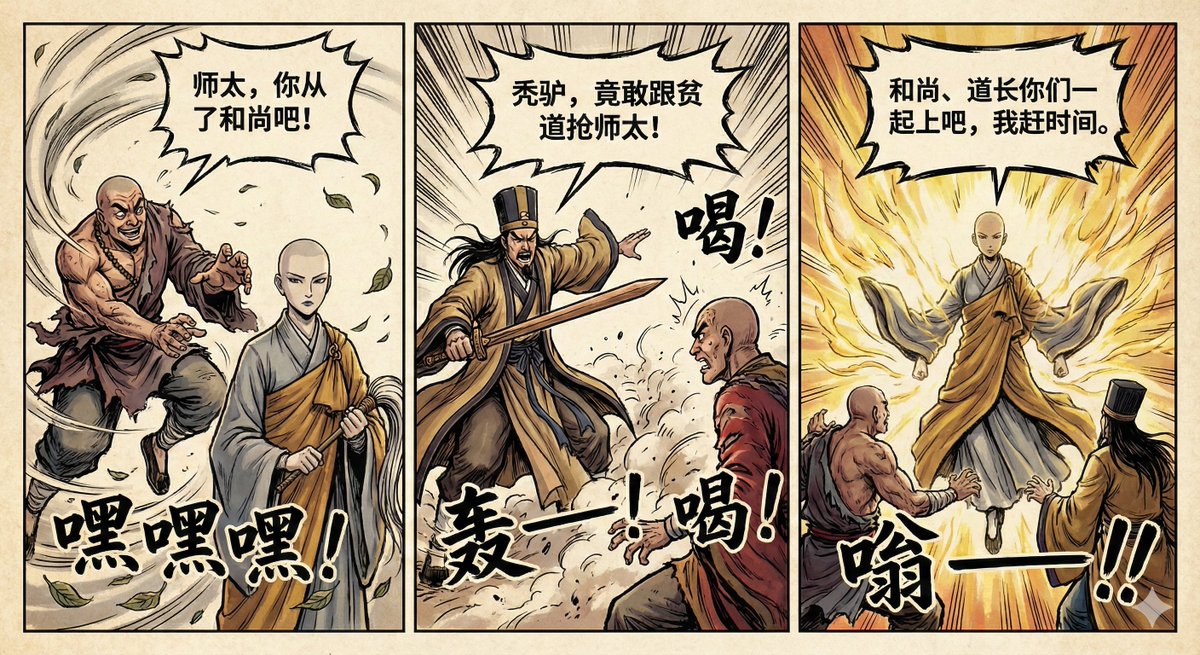 Hong Kong Wuxia 3-Panel Comic - AI generated image
