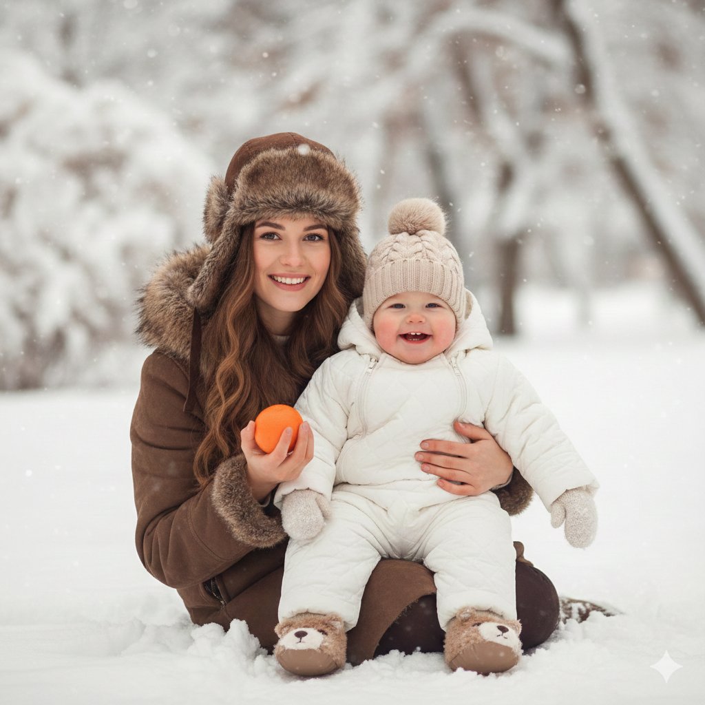 Winter Family Photo - AI generated image