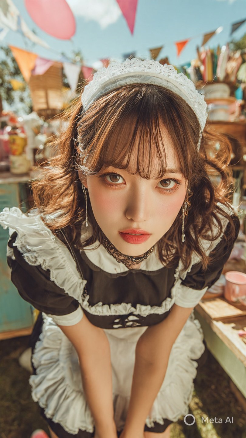 Japanese Beauty in Stylish Maid-Inspired Dress - AI generated image