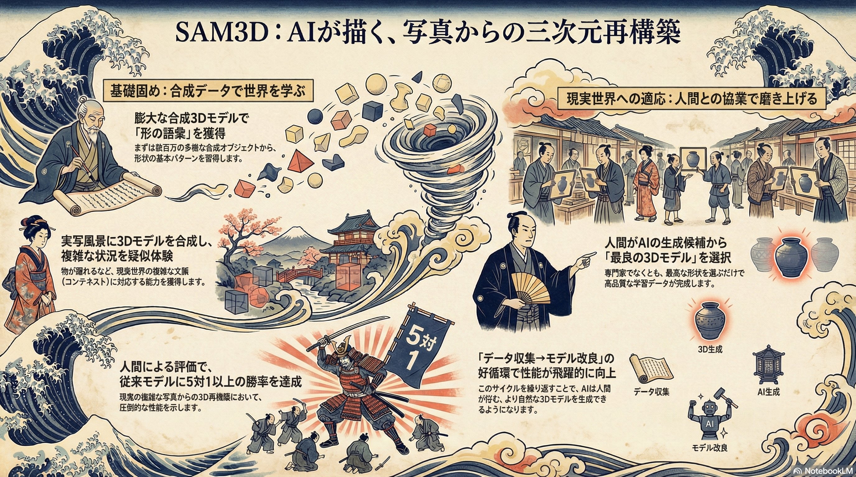 Ukiyo-e Style Infographic by Katsushika Hokusai - AI generated image