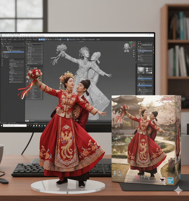 Figure - ZBrush Modeling Screen and Bandai Style Box - AI generated image