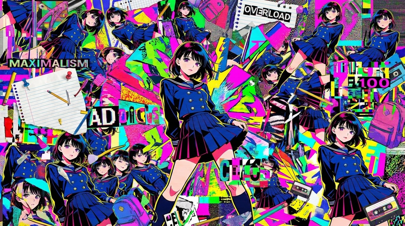 Chaotic Anime Illustration Poster Design - AI generated image