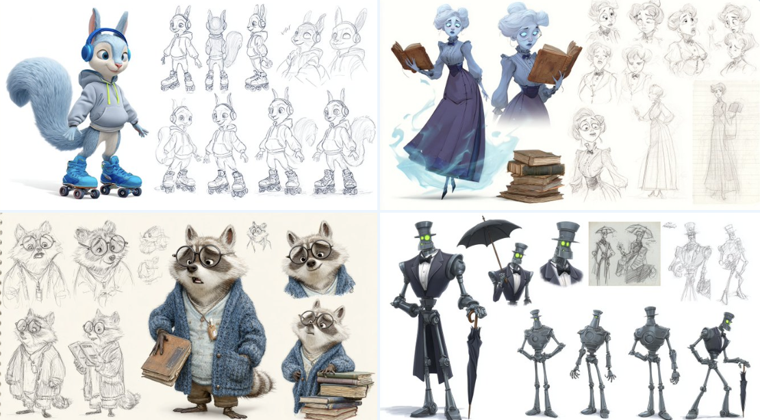 Pixar Style Character Sheet - AI generated image