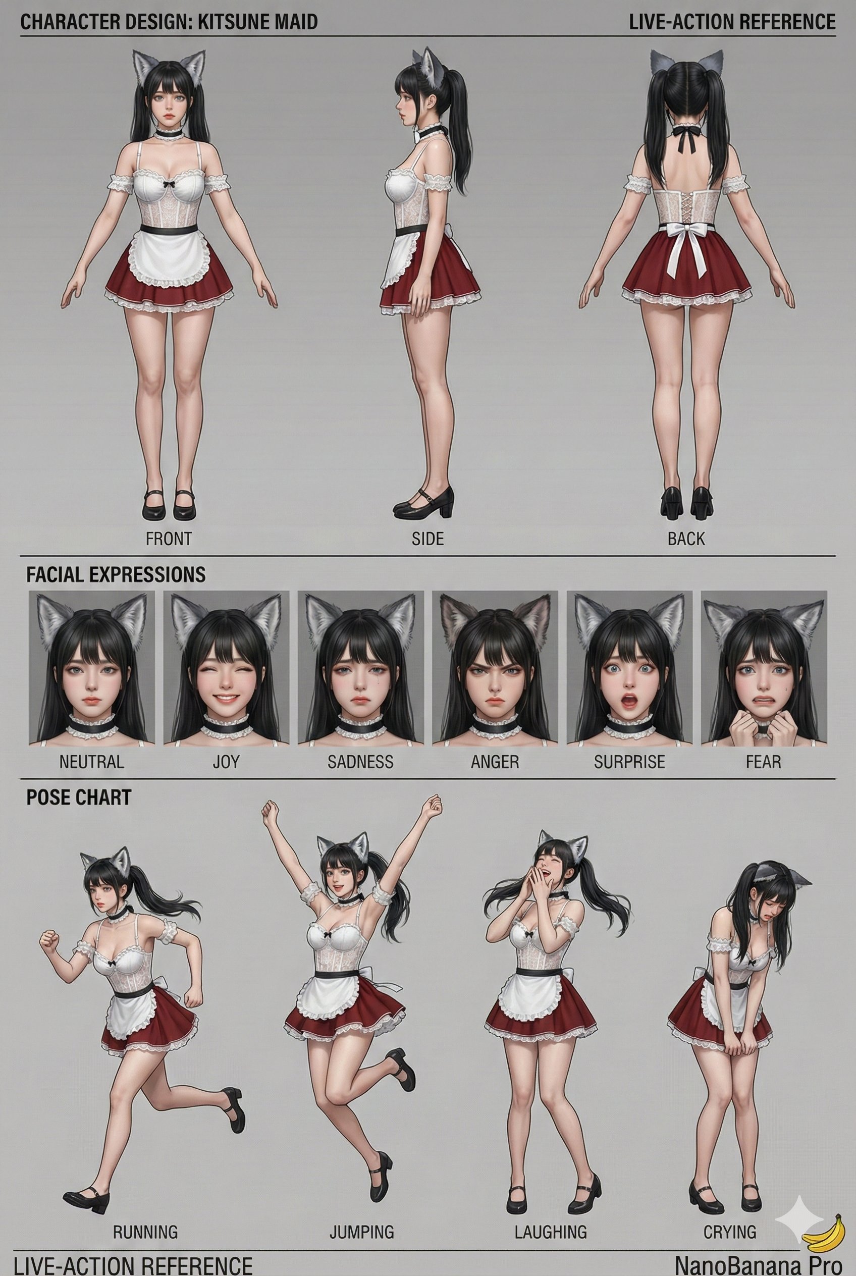 Young Asian Female K-pop Idol Character Design Reference - AI generated image