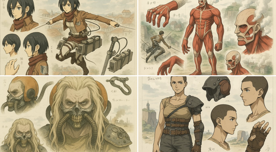 Anime Mecha Stylized Mechanical Blueprint - AI generated image