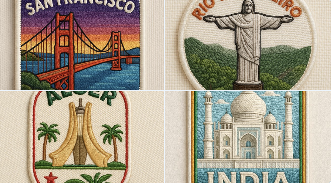 City Embroidery Sticker Photo - AI generated image