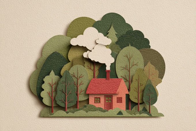 Layered Paper Cut Illustration - AI generated image