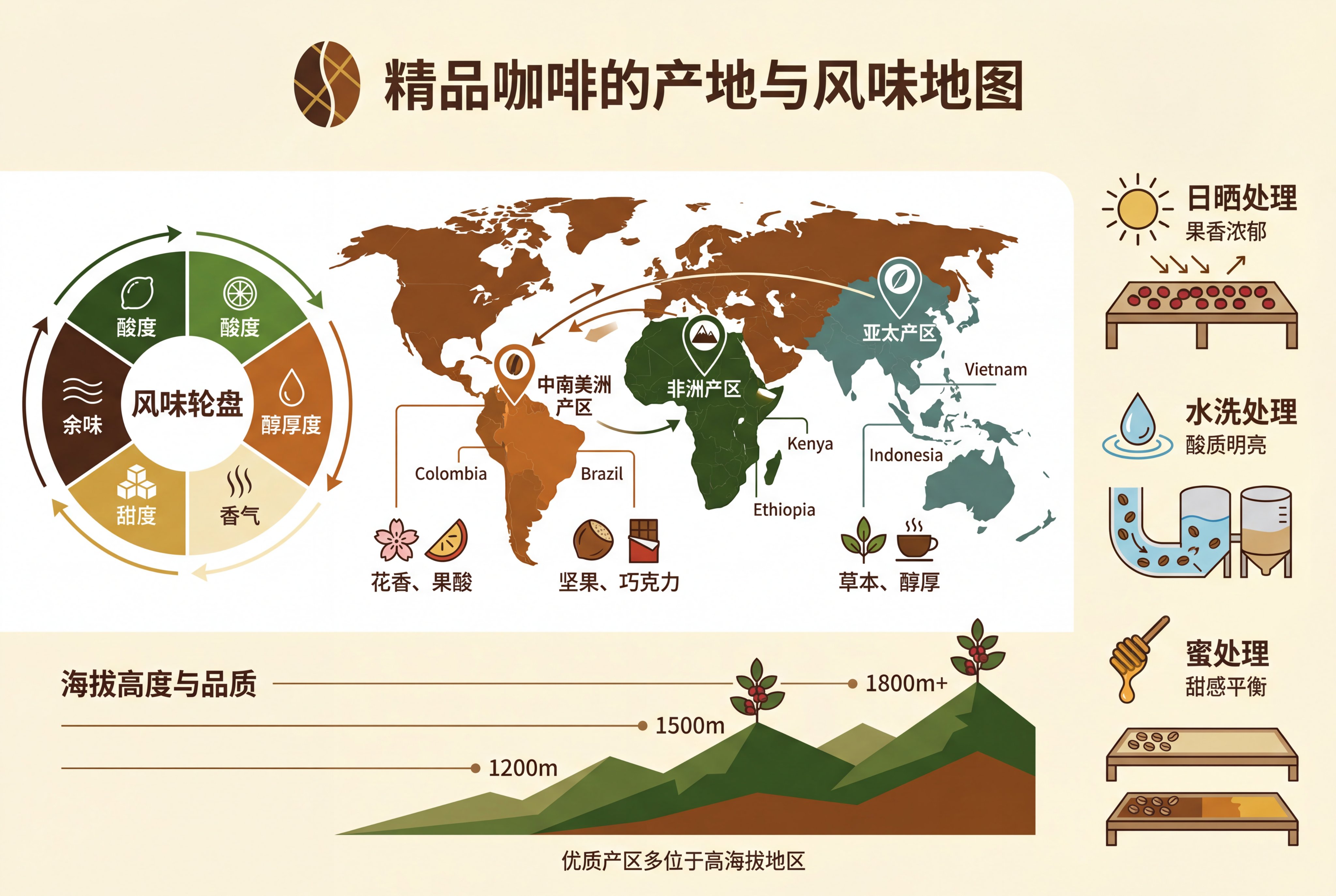 Creating a Coffee Origin and Flavor Map Infographic - AI generated image