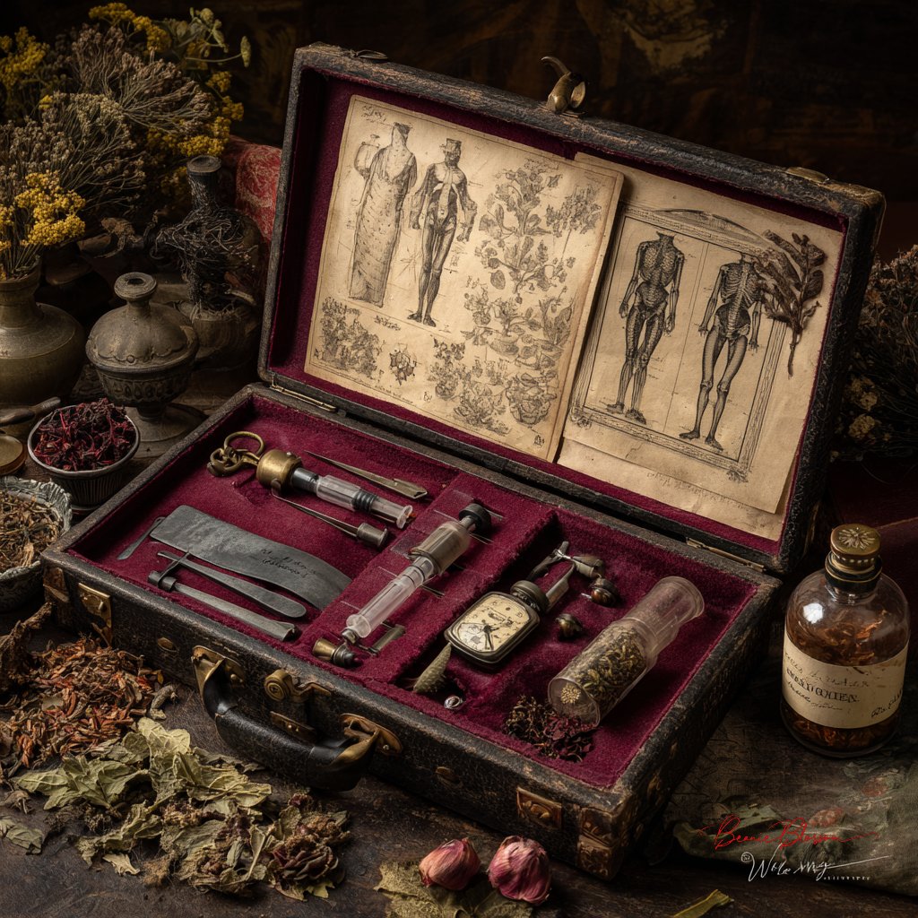 Victorian Surgeon's Medical Kit - AI generated image