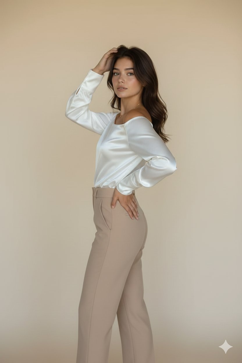8K Fashion Photo: 50mm Medium Portrait, Pure Editorial Composition, Nude Heels - AI generated image
