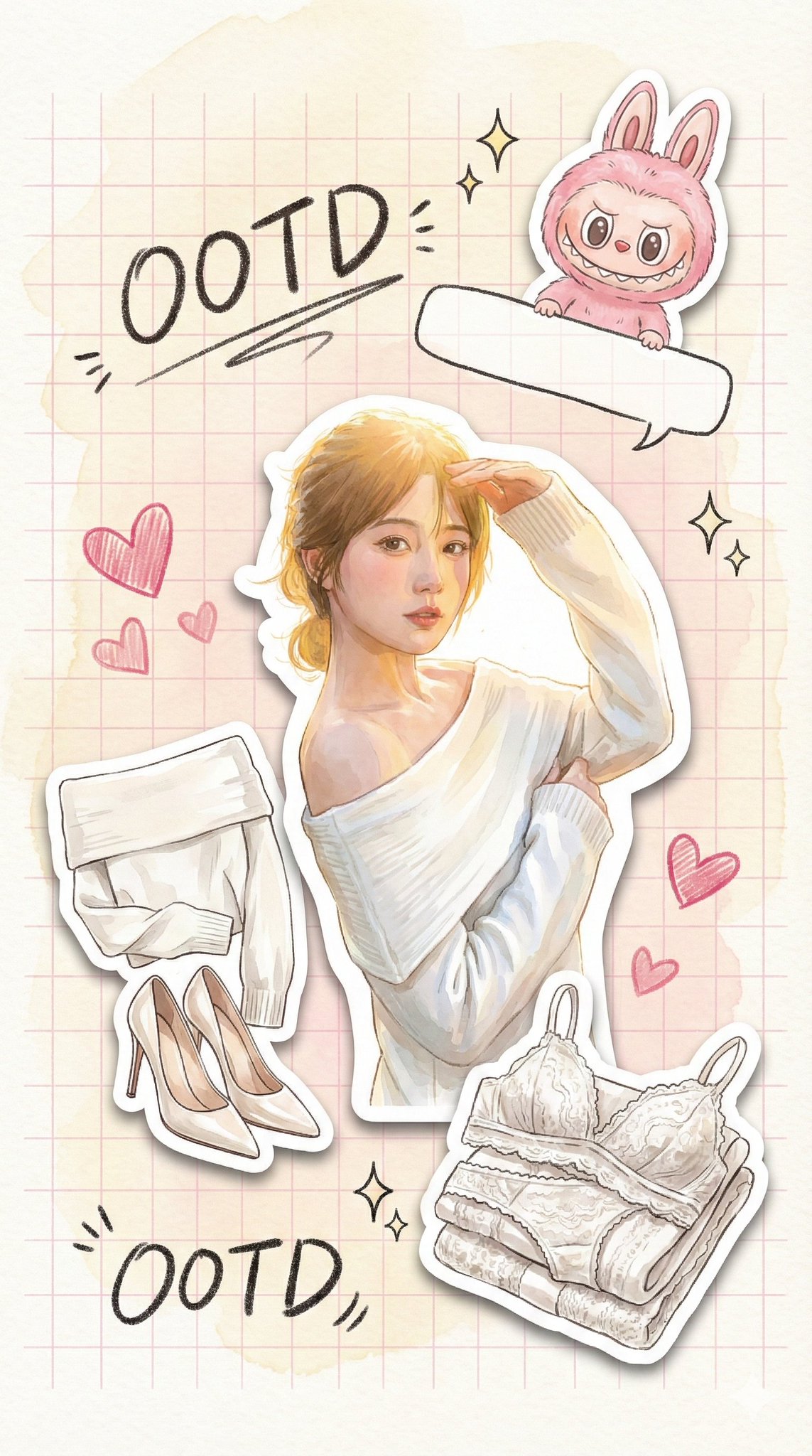 Cream Watercolor Journal - AI generated image