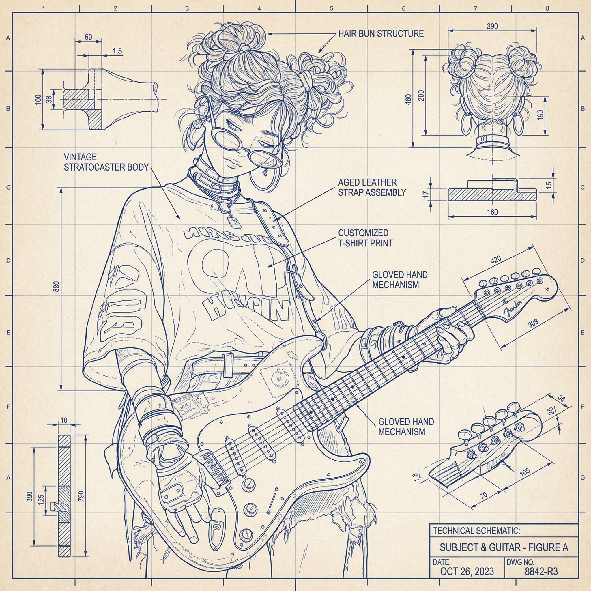 Vintage Blueprint Illustration - AI generated image