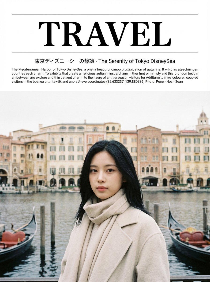 Travel Photobook of Specified Character: Japanese Magazine Feature Page - AI generated image