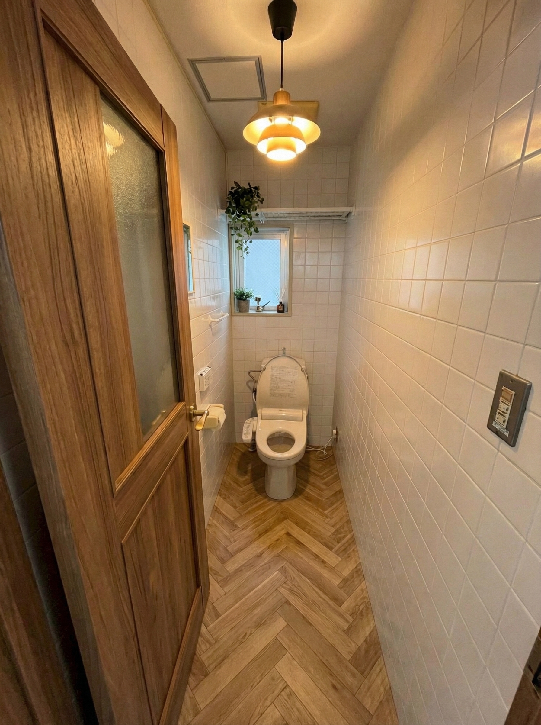 Office Bathroom Renovation in Progress with Nano Banana Pro! Amazing! Just changed the 'fluorescent lights, floor, and door to make them more stylish' - AI generated image